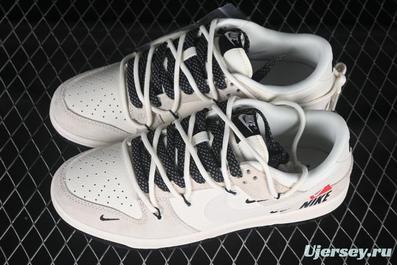 Nike SB Dunk Low Collaboration Sneakers - Red Tag Beige Black Anniversary Custom Edition - XX3168-118