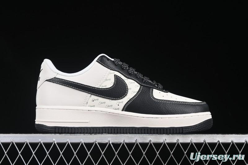 Nike Air Force 1 '07 Low Stussy Collaboration Black Leather Low-Top Casual Sneakers - HH7518-045