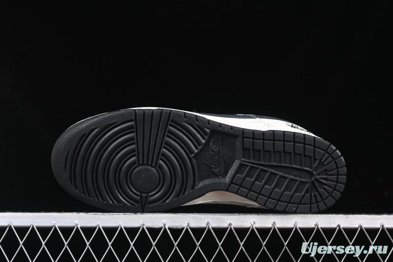 Nike SB Dunk Low Stussy Collaboration Black Blue Suede Anniversary Custom Low-Top Casual Skate Shoes - XS1086-013