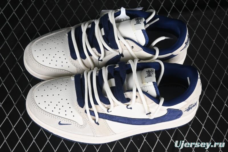 Nike Travis Scott x Fragment Design x Air Jordan 1 Low OG SP AJ1 Retro Sneakers with Reverse Swoosh and Cactus Jack Branding - DM9288-003