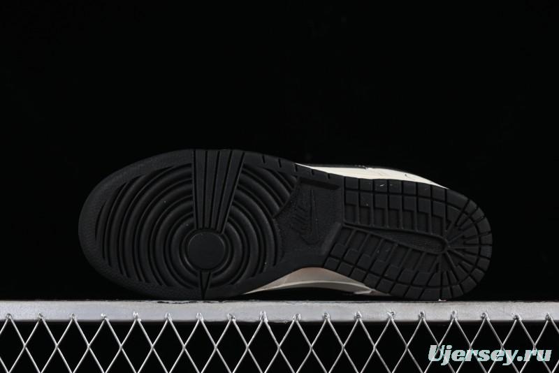 Nike SB Dunk Low Lightning Collaboration - Off White Black Colorway with Mini Swoosh Anniversary Custom Edition Low Top Casual Skate Shoes - XD1688-028