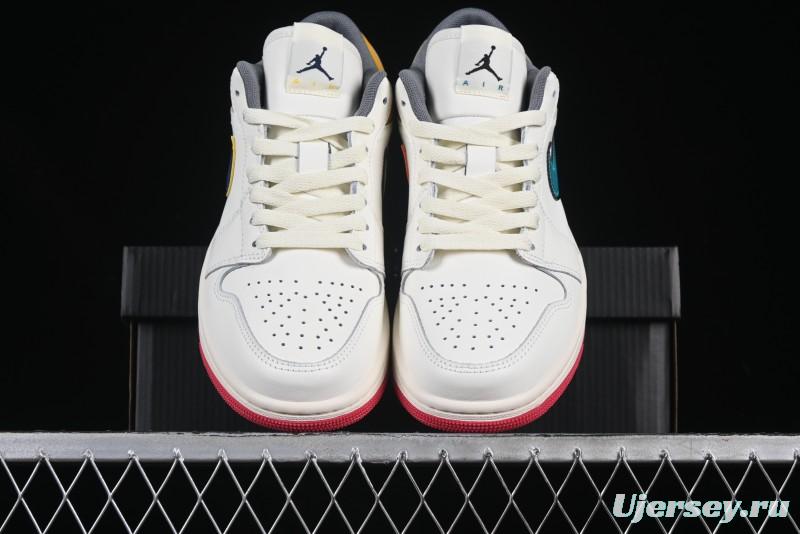 Nike Air Jordan 1 Low AJ1 Mismatched Swoosh Casual Sneakers - HV4511-133