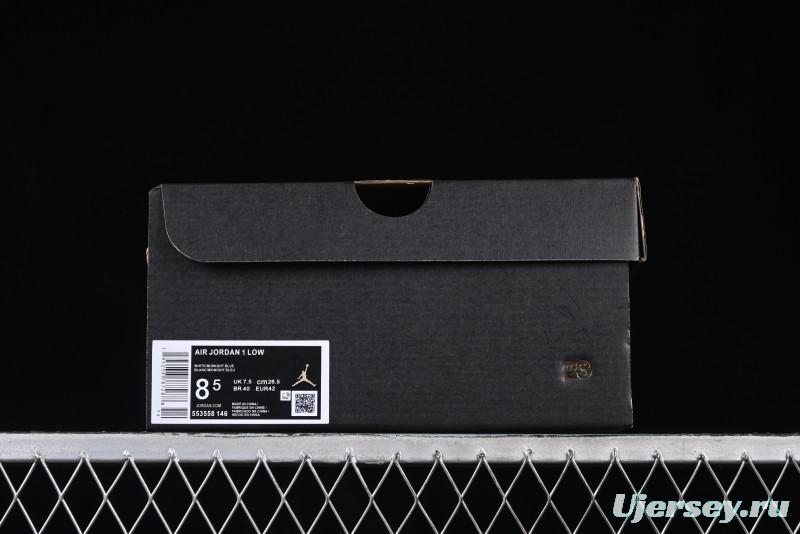 Nike Air Jordan 1 Low AJ1 Casual Sneakers with Cream and Blue Accents - 553558-146