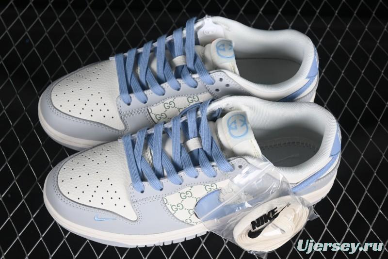 Nike Dunk Low x Gucci Collaboration – Premium Gray & Blue Edition