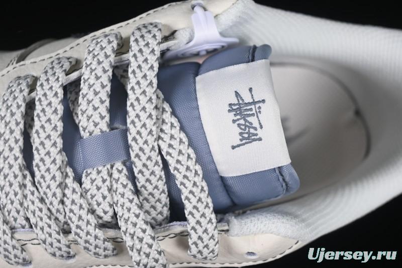 Nike Air Force 1 '07 Low Stussy Collaboration Grey Base Black Swoosh Casual Sneakers - XZ6188-761