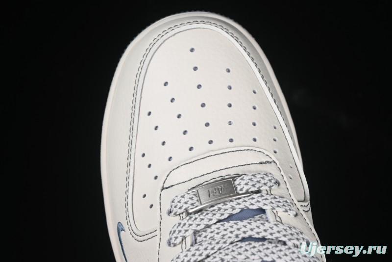 Nike Air Force 1 '07 Low Stussy Collaboration Grey Base Black Swoosh Casual Sneakers - XZ6188-761