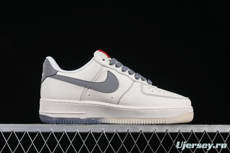 Nike Air Force 1 '07 Low Stussy Collaboration Dual-Tone Grey Swoosh Casual Sneakers - HH7518-037