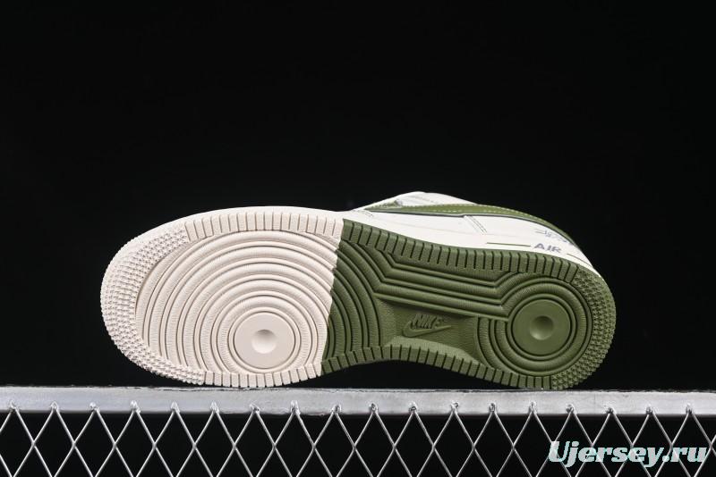 Nike Air Force 1 '07 Low Stussy Collaboration Dual-Tone Beige Green Casual Sneakers with Strap - XS1958-525