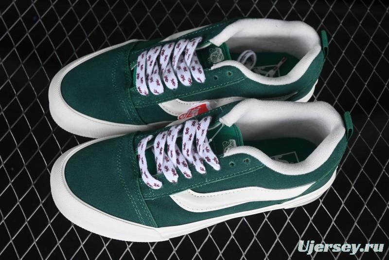 Classic Green Suede Skate Shoes with Signature Wave Design