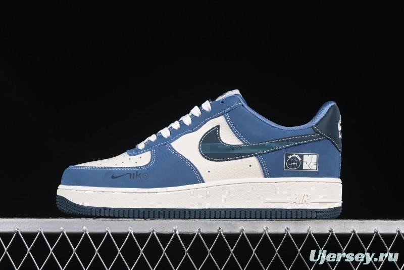 Nike Air Force 1 '07 Low Collaboration White Blue Ghost Face Casual Sneakers with Strap - KK1988-068