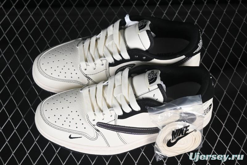 Nike Travis Scott x Fragment Design x Air Jordan 1 Low OG SP Casual Sneakers with Reverse Swoosh - XS6089-500