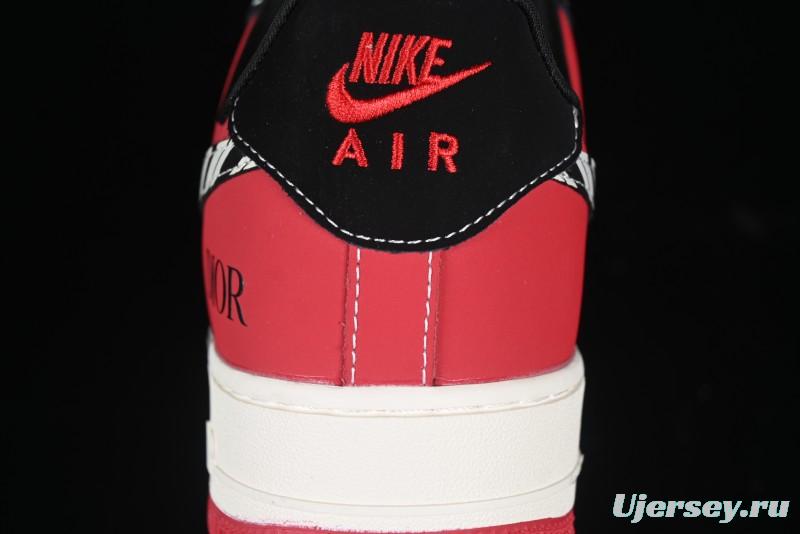 Nike Air Force 1'07 Low Dior Collaboration Red Black Zebra Print Casual Sneakers - KK1988-066