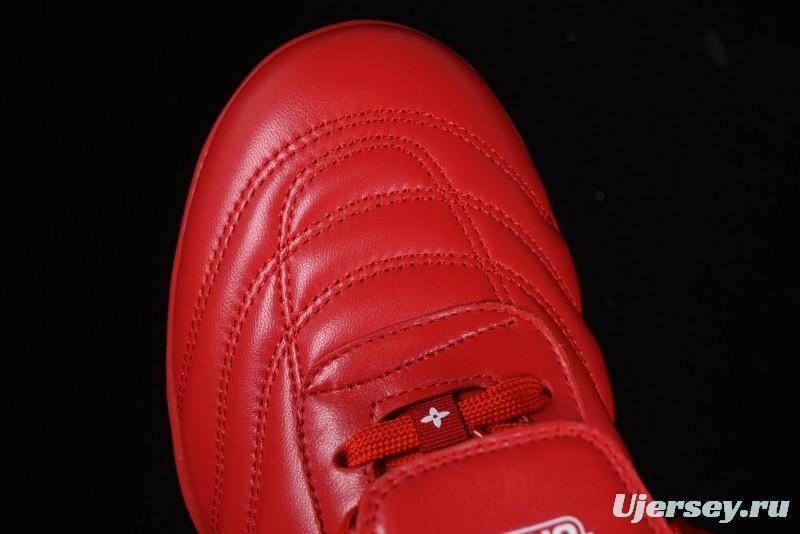 Louis Vuitton Footprint Soccer Low-Top Lifestyle Sneakers Round Toe Lace-Up Casual Shoes Red - AJF6