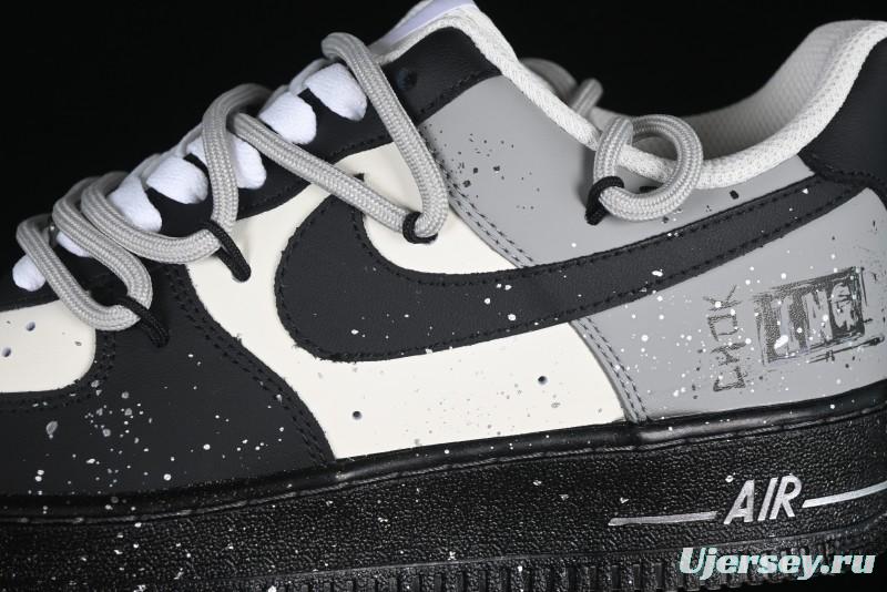 Nike Air Force 1'07 Low Star Graffiti Hand-Painted Casual Sneakers with Full-Length Air Cushion - XV7981-476