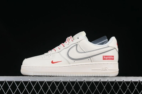Nike Air Force 1 '07 Low Supreme Collaboration Off-White Crystal Custom Casual Sneakers - XZ6188-715
