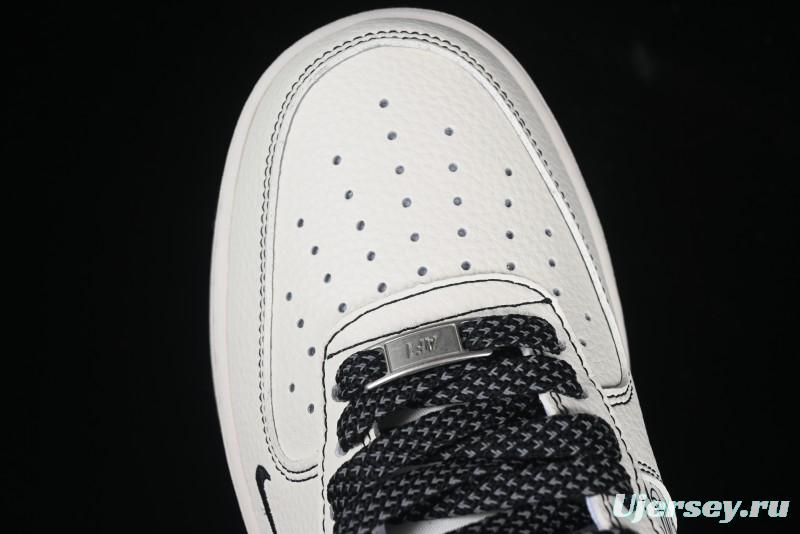 Nike Air Force 1 '07 Low Custom Casual Sneakers with Multiple Swoosh Design - HH7518-068