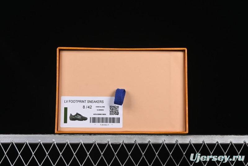 Louis Vuitton Footprint Soccer 2025 Spring Summer Collection Round Toe Lace-Up Low Top Lifestyle Casual Shoes - D.GREEN