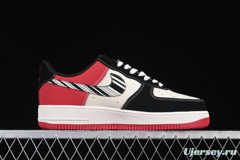 Nike Air Force 1'07 Low Dior Collaboration Red Black Zebra Print Casual Sneakers - KK1988-066