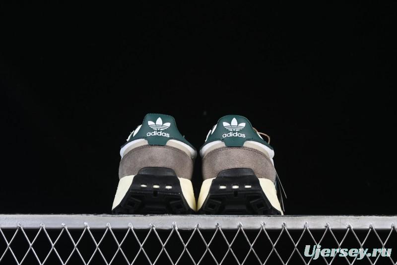 Adidas Retro-Inspired Sneakers - White, Grey & Green with Boost Sole