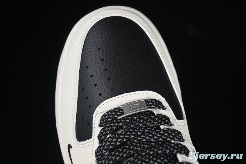Nike Air Force 1 '07 Low Supreme Collaboration Beige Black Spliced Casual Sneakers with Strap - HH7518-056