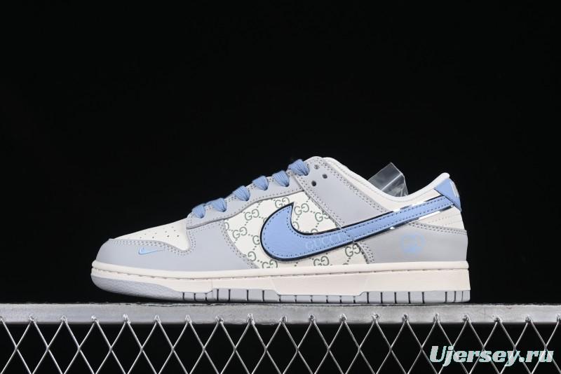 Nike Dunk Low x Gucci Collaboration – Premium Gray & Blue Edition