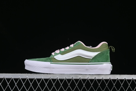 Vans Old Skool Low-Top Sneakers - Forest Green & Pink Accents