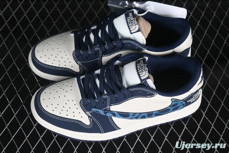 Nike Travis Scott x Fragment Design x Air Jordan 1 Low OG SP Abstract Pattern Low-Top Casual Sneakers - LD2025-003
