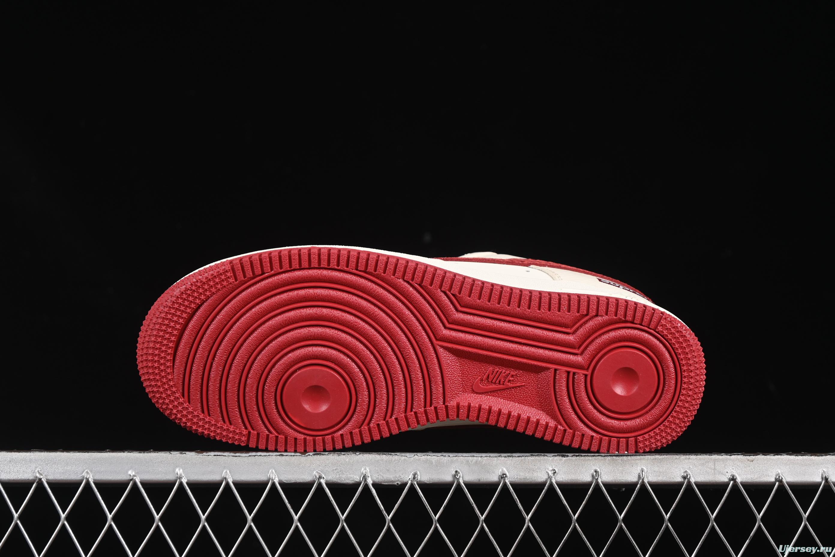 Nike Air Force 1 '07 Low Supreme Collaboration Sneakers with Red Snake Swoosh - DF0188-040
