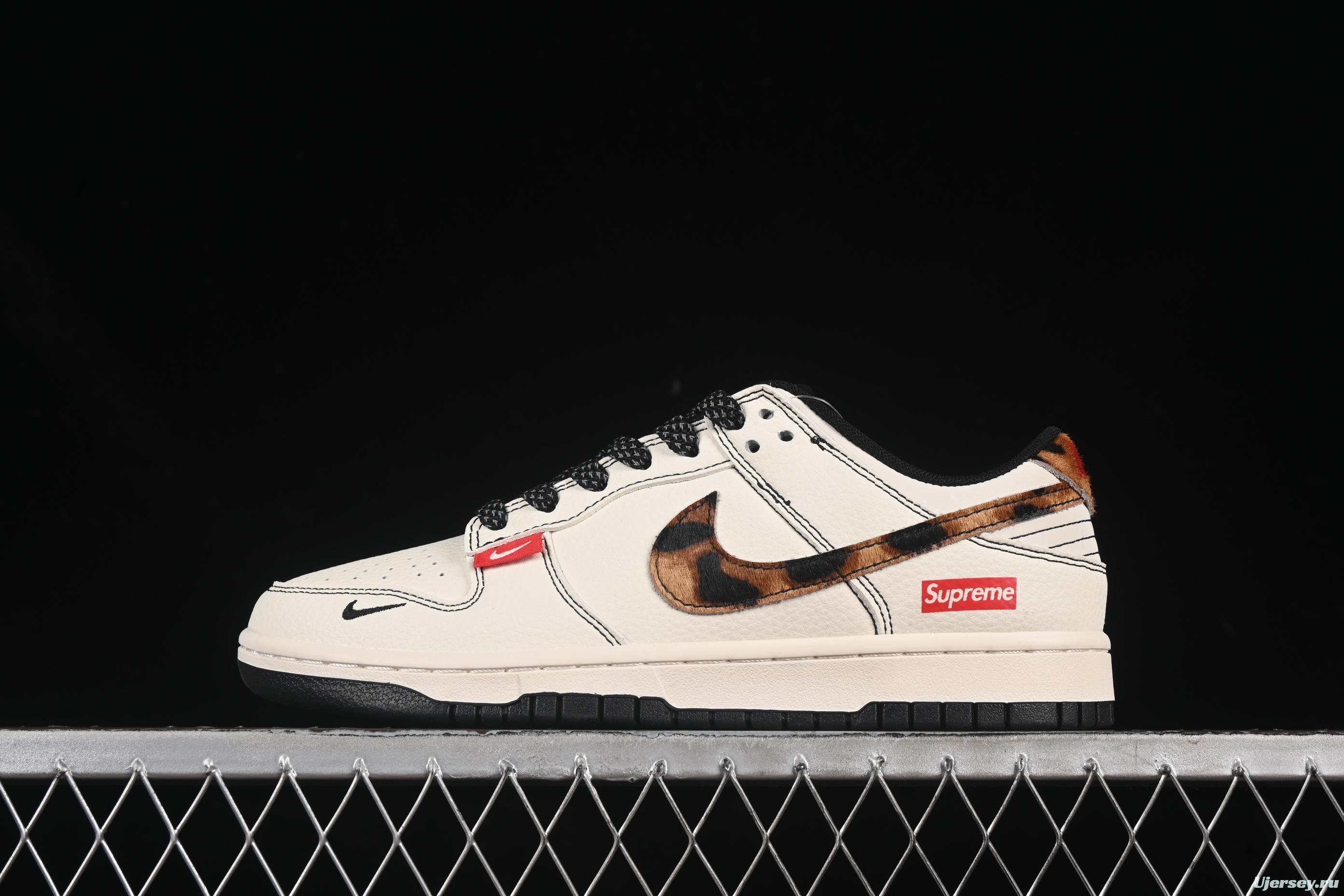Nike SB Dunk Low Supreme Collaboration Leopard Print Anniversary Custom Low-Top Casual Skate Shoes - ZH2598-269