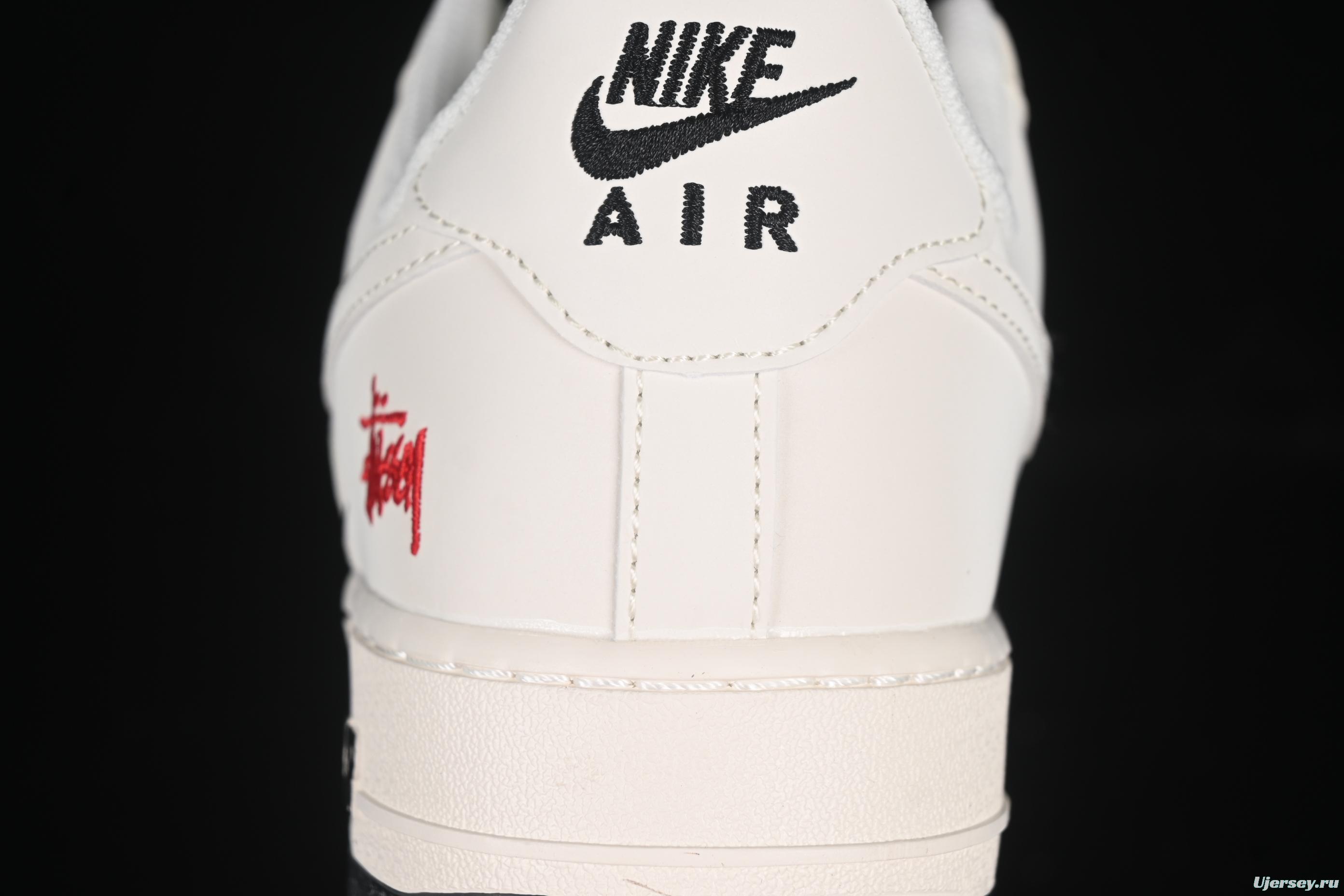 Nike Air Force 1 '07 Low Stussy Collaboration Black Dual-Print Casual Sneakers - HH7518-076