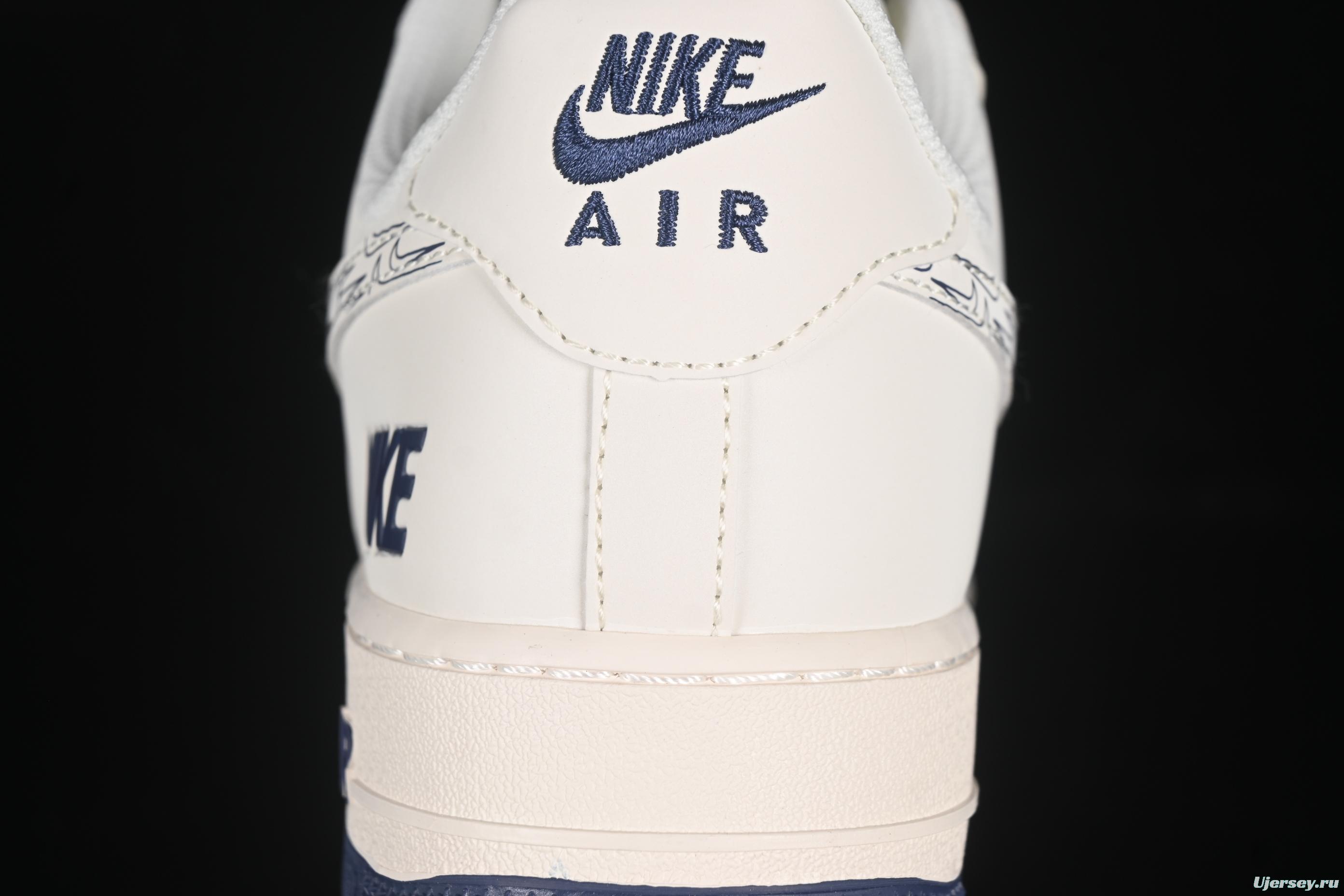 Nike Air Force 1'07 Low Collaboration Sneakers in Dark Blue with Mini Swoosh Logo - HH7518-047