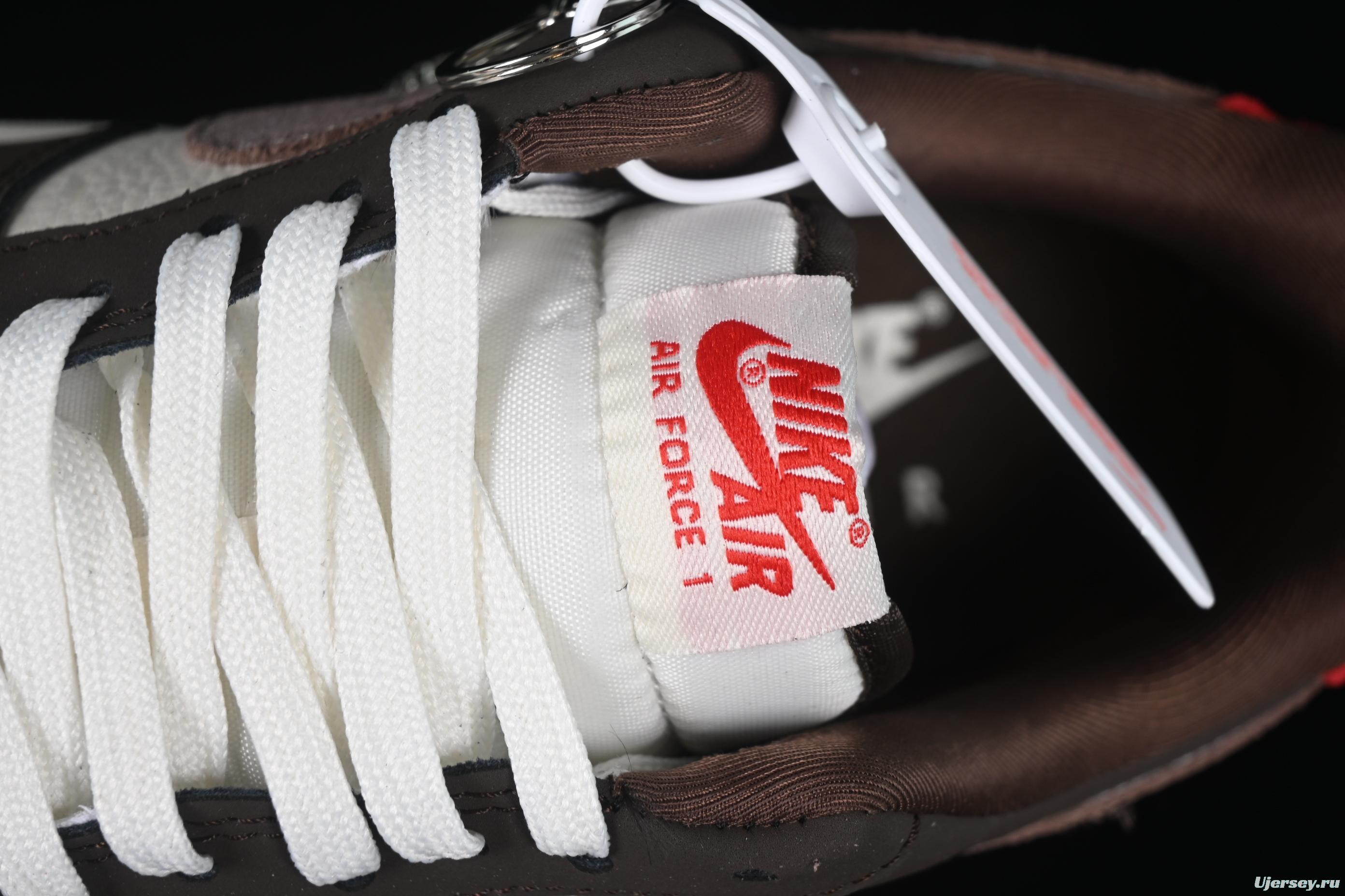 Nike Air Force 1 '07 Low Stussy Collaboration Red Tail Chocolate Low-Top Casual Sneakers - KK1988-057