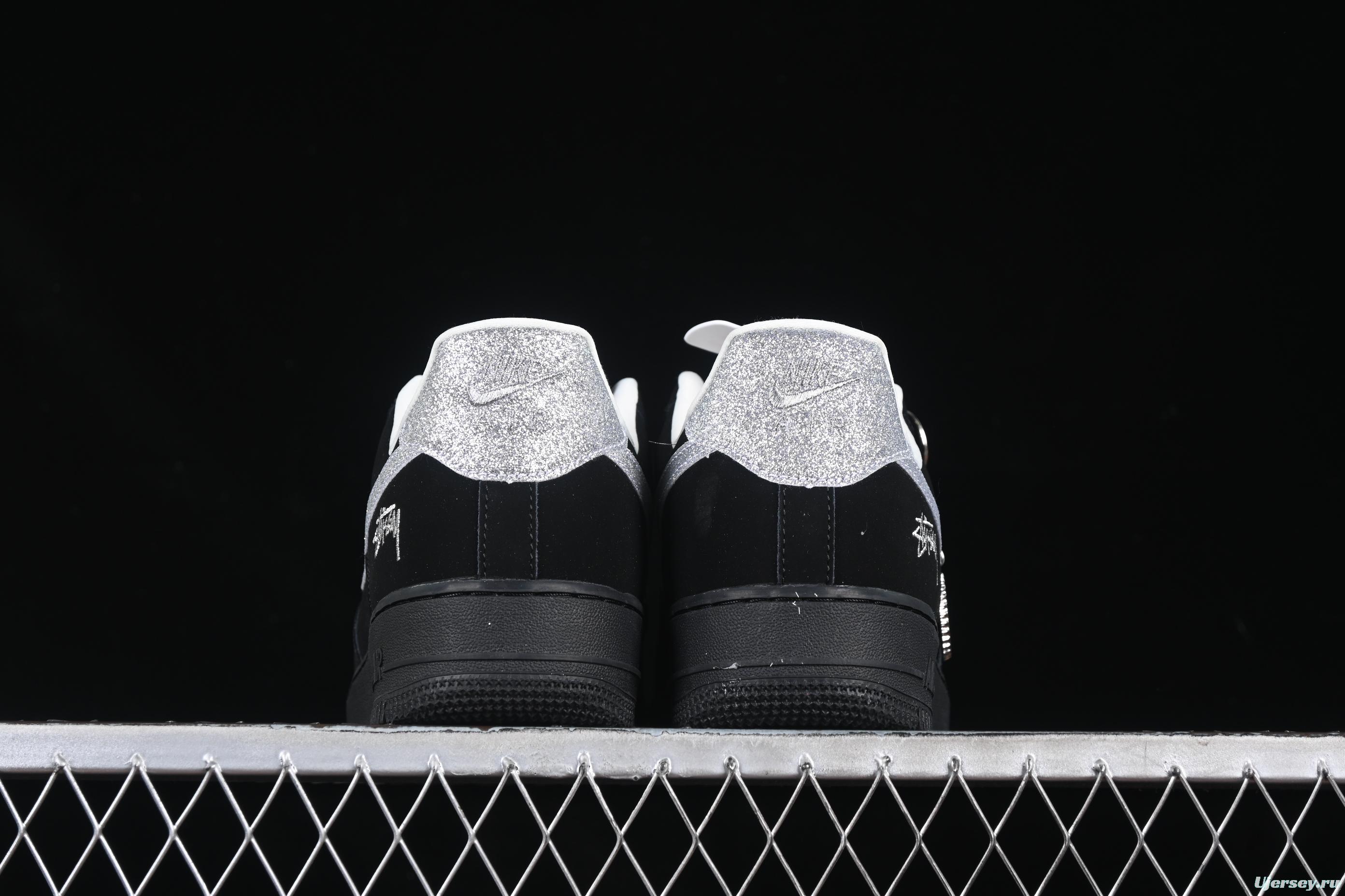 Nike Air Force 1 '07 Low Stussy Collaboration Silver Swoosh Starry Sky Casual Sneakers - DF0188-043