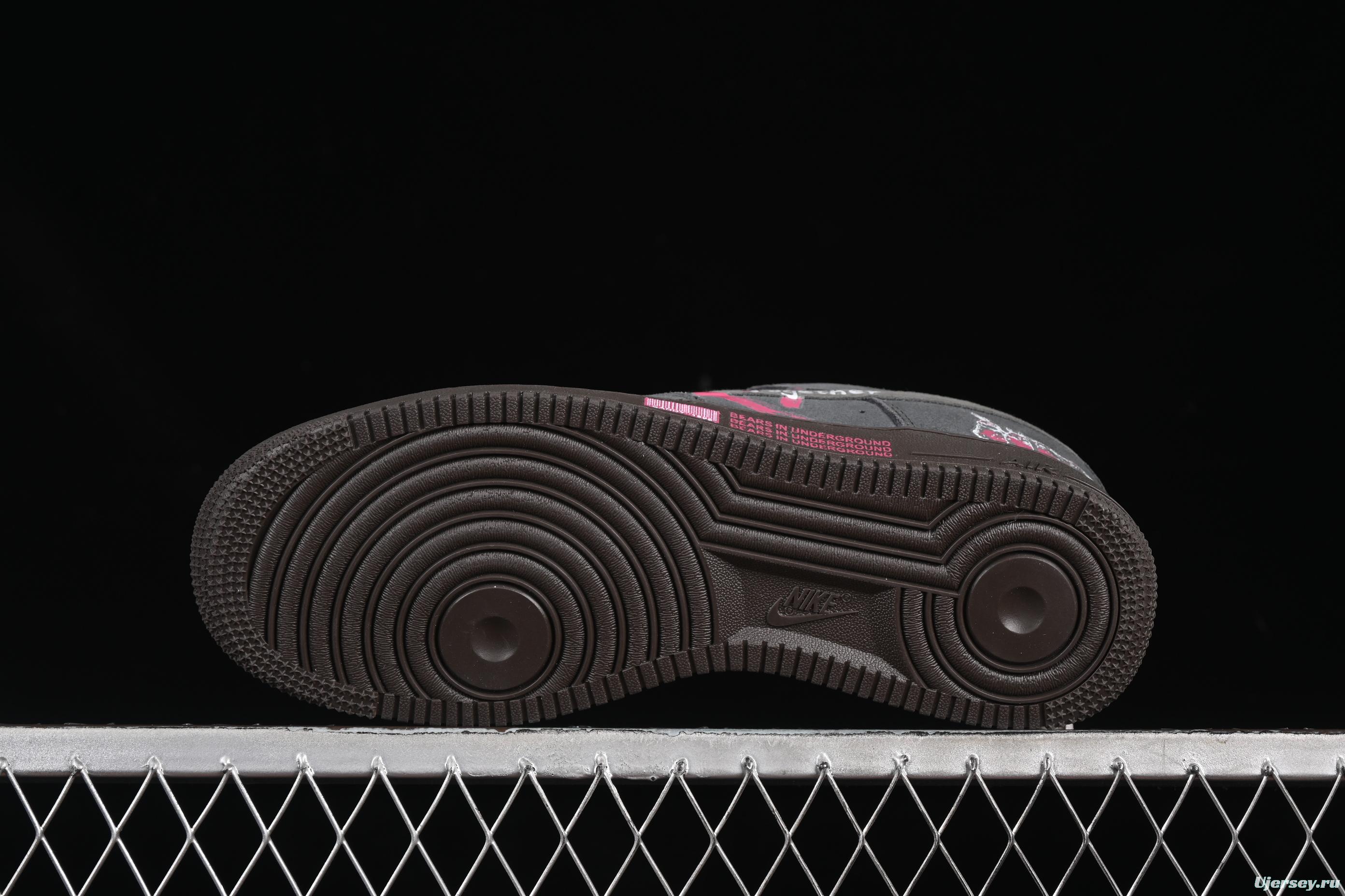 Nike Air Force 1'07 Low "Black Pink" Limited Edition Sneakers with Heart Design - DO6730-010