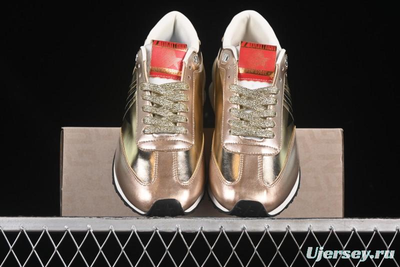 Golden Goose Marathon White Black Gold Comfortable Low-Top Lifestyle Sneakers - H8D4