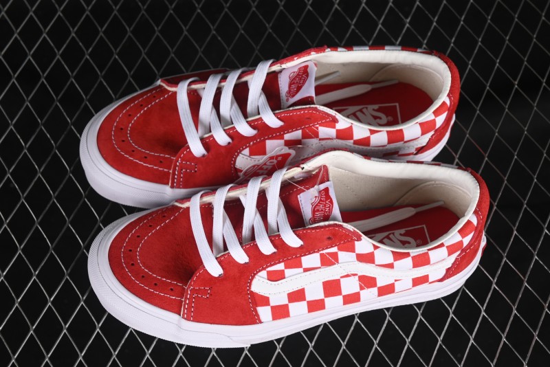 Vans Sk8-Low White Red Checkerboard Slip-Resistant Casual Skate Shoes - VN0A4UUK4W9