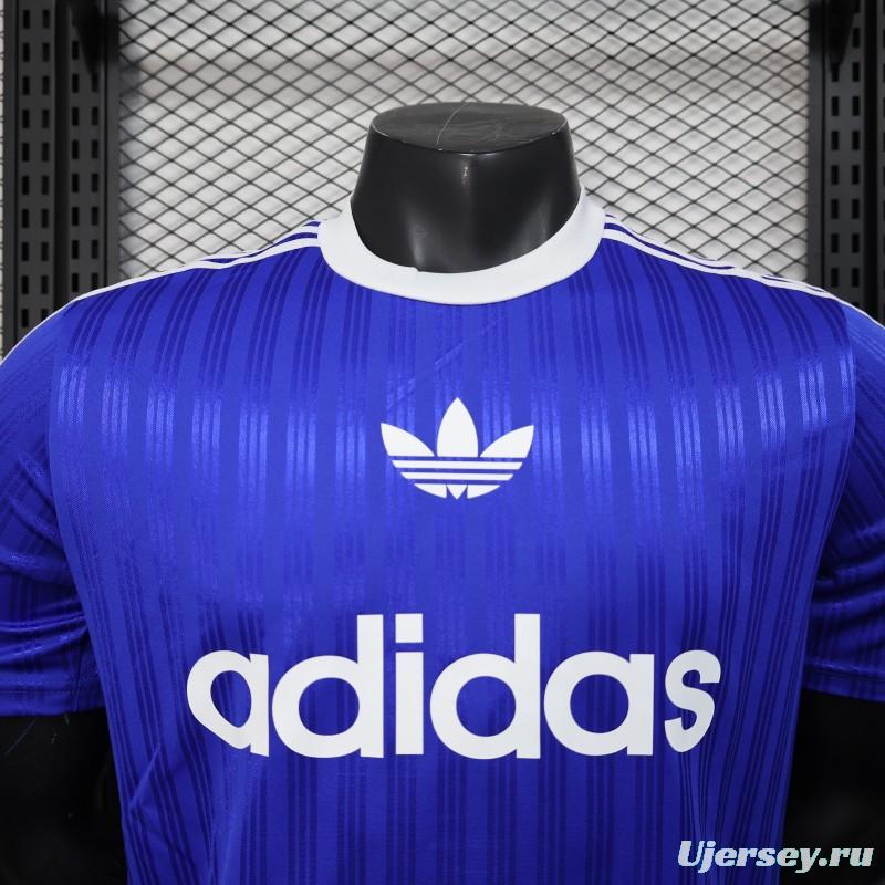 Player Version 2025 Adidas Blue with Striped Design Jersey