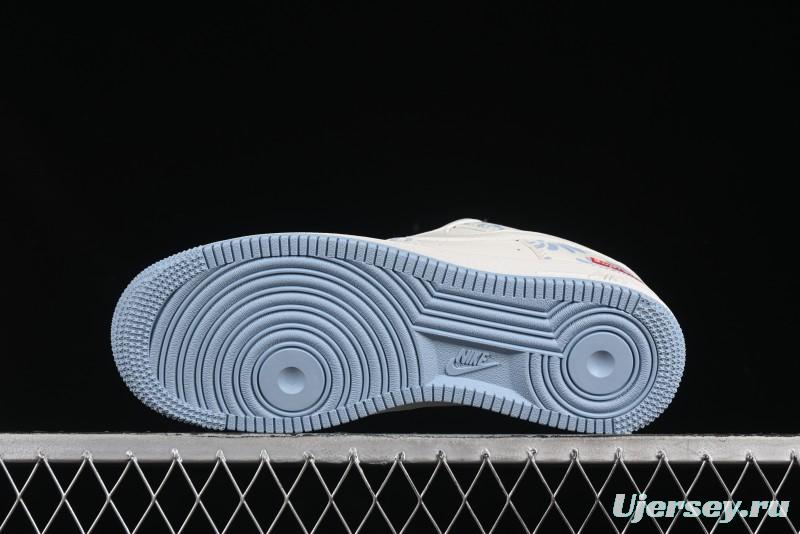 Nike Air Force 1'07 Low Supreme Co-branded Blue and White Casual Sneakers - XX3168-137