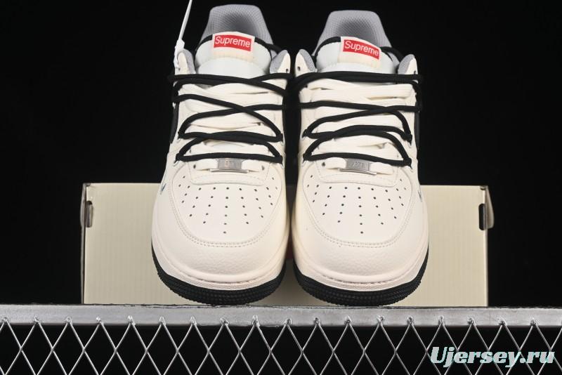 Nike Air Force 1 '07 Low Supreme Collaboration Dual-Tone Grey Black Drawstring Casual Sneakers - DM6868-069