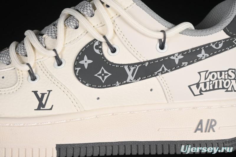 Nike Air Force 1 '07 Low LV Collaboration Two-Tone Grey Pattern Lace-Up Casual Sneakers - DM6868-063
