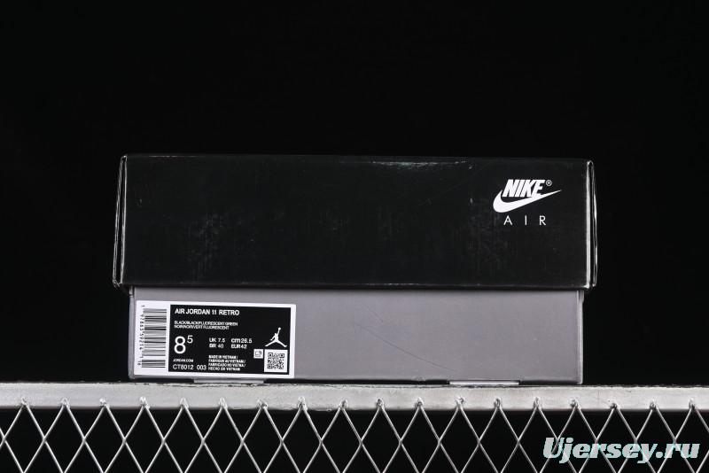 Nike Air Jordan 11 Retro CT8012-003 Basketball Shoes in Black & Guacamole Green