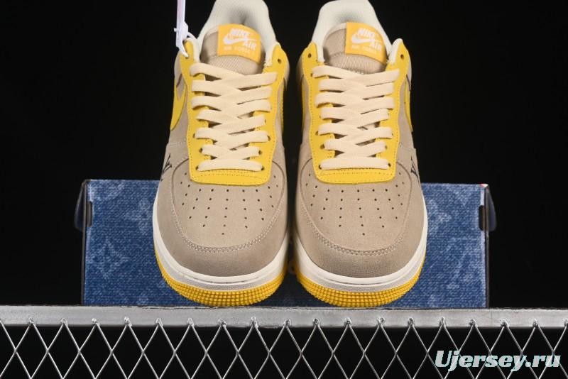 Nike Air Force 1'07 Low LV Collaboration Grey Yellow Casual Sneakers - HQ2037-322