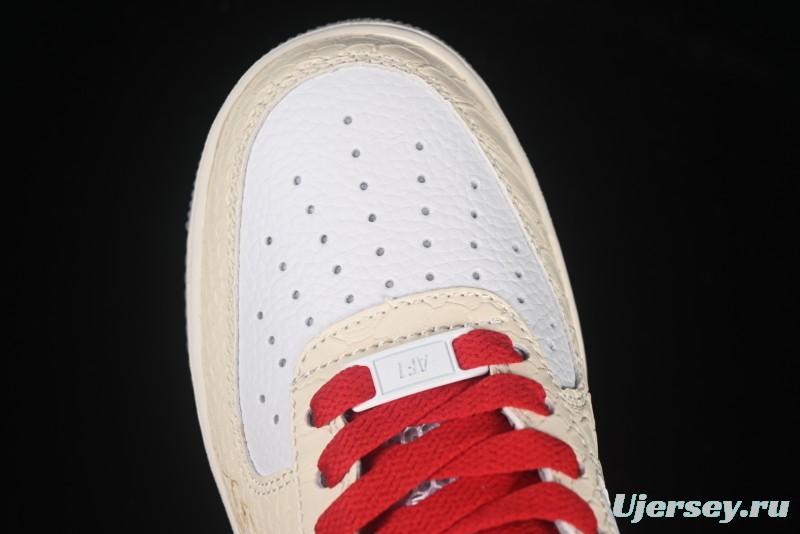 Nike Air Force 1'07 Low Snake Year Themed Casual Sneakers with Full-Length Air Cushion - DX2678-100