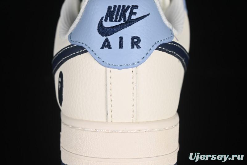 Nike Air Force 1 '07 Low Bape Collaboration Light Blue Swoosh Casual Sneakers - XS1958-554