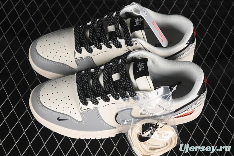 Nike SB Dunk Low Stussy Collaboration Dual-Tone Black Grey Anniversary Custom Low-Top Skate Shoes - ZH2598-227