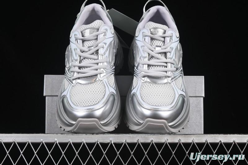 GG-CC Chunky Low Casual Fashion Sneakers with Thick Sole and Height Increasing Design - 2607 Silver