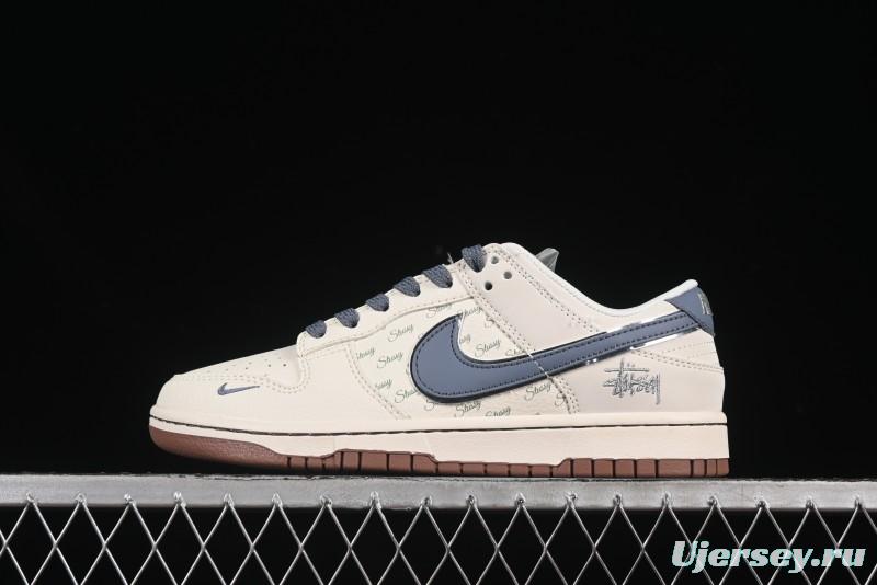 Nike SB Dunk Low Stussy Light Blue Brown Anniversary Custom Low-Top Casual Skate Shoes - ZH2598-247