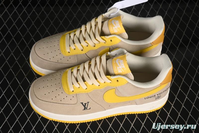 Nike Air Force 1'07 Low LV Collaboration Grey Yellow Casual Sneakers - HQ2037-322