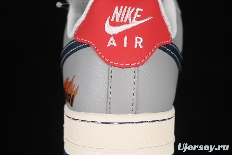 Nike Air Force 1 '07 Low Stussy Double Flame Casual Sneakers with Full-Length Air Cushion - XS1958-555