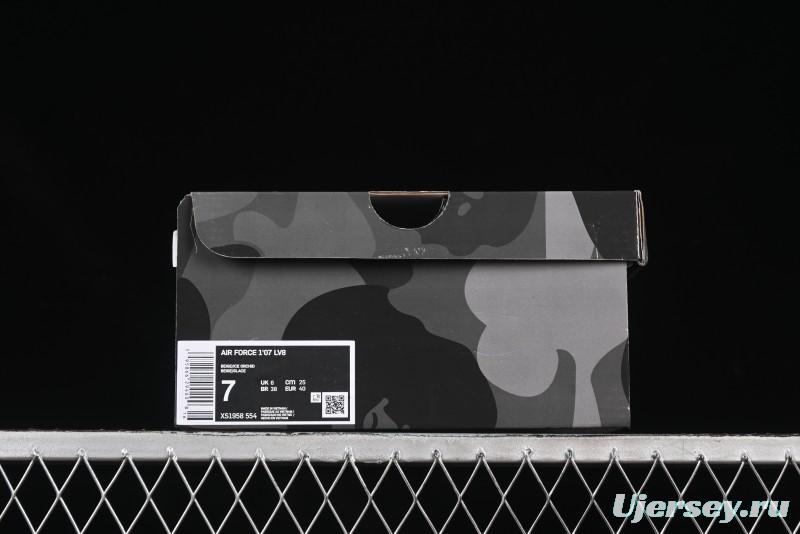 Nike Air Force 1 '07 Low Bape Collaboration Light Blue Swoosh Casual Sneakers - XS1958-554